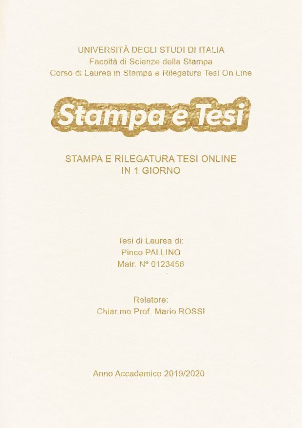 Similpelle Bianco Oro LAYOUT 4 - Logo Centrato - Arial