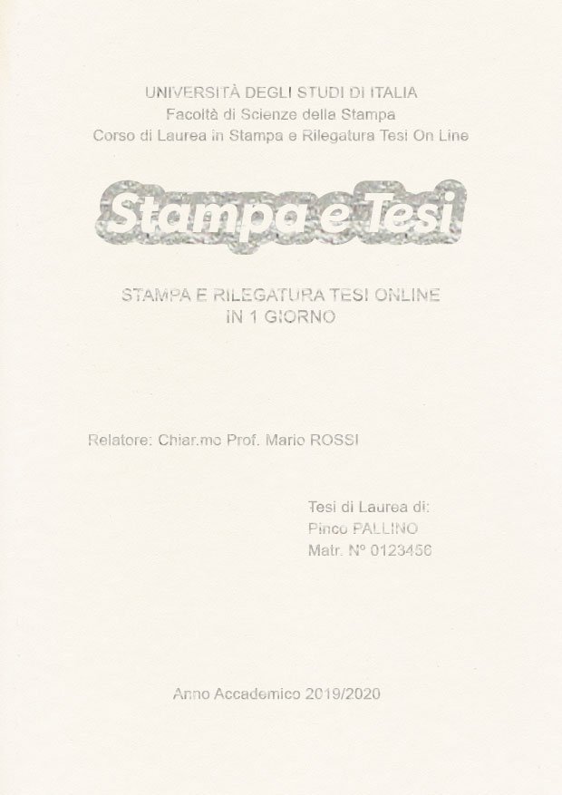 Similpelle Bianco Argento LAYOUT 2 - Logo Centrato - Arial