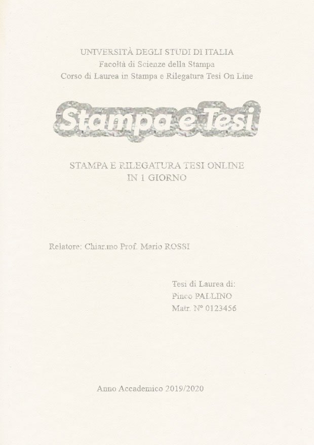Similpelle Bianco Argento LAYOUT 2 - Logo Centrato - Times New Roman