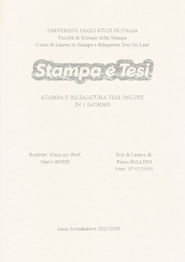 Similpelle Bianco Argento LAYOUT 3 - Logo Centrato - Times New Roman