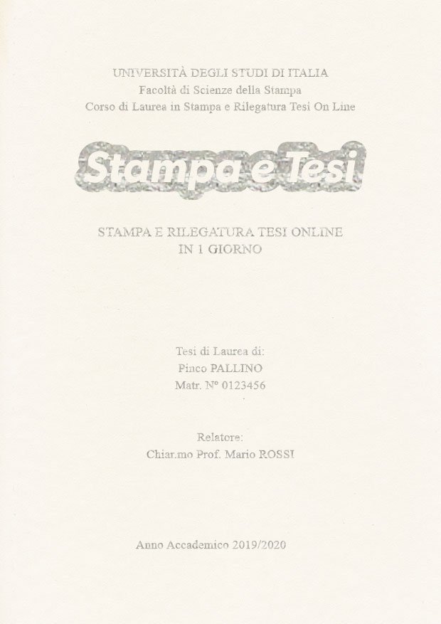 Similpelle Bianco Argento LAYOUT 4 - Logo Centrato - Times New Roman
