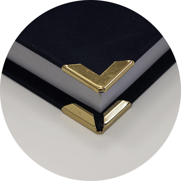 Similpelle Blu Chiaro Oro Angoli Dorati