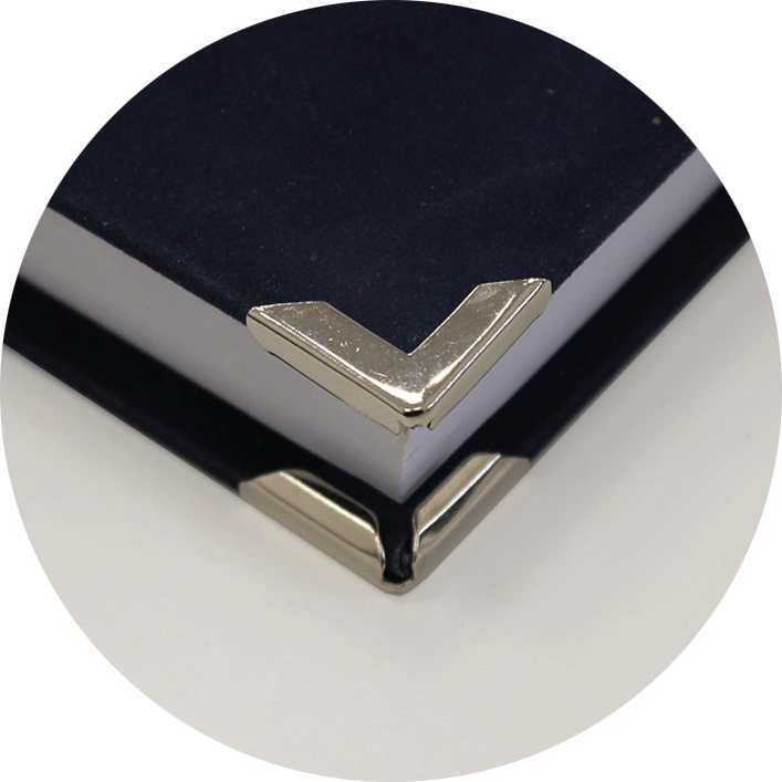 Similpelle Blu Chiaro Oro Angoli Argentati