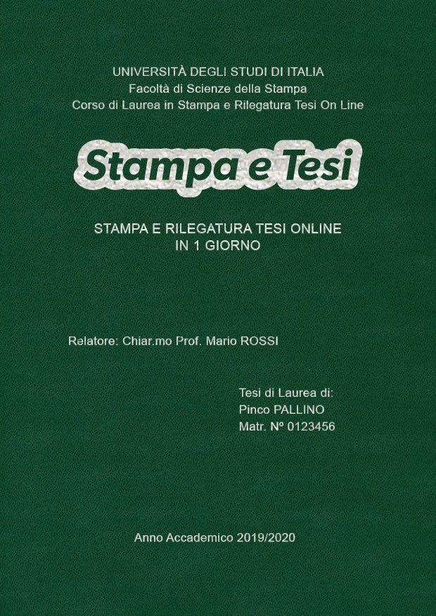 Similpelle Verde Argento LAYOUT 2 - Logo Centrato - Arial