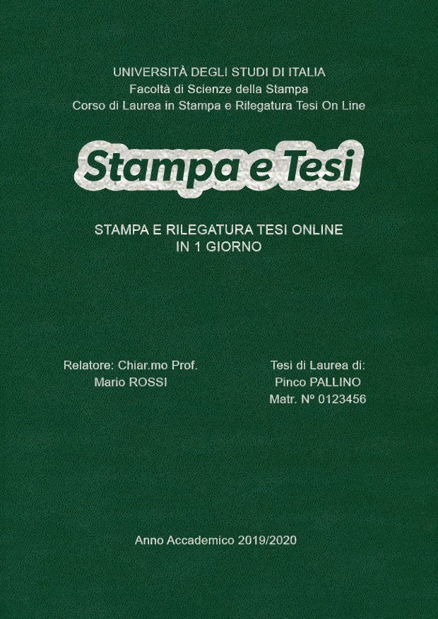 Similpelle Verde Argento LAYOUT 3 - Logo Centrato - Arial