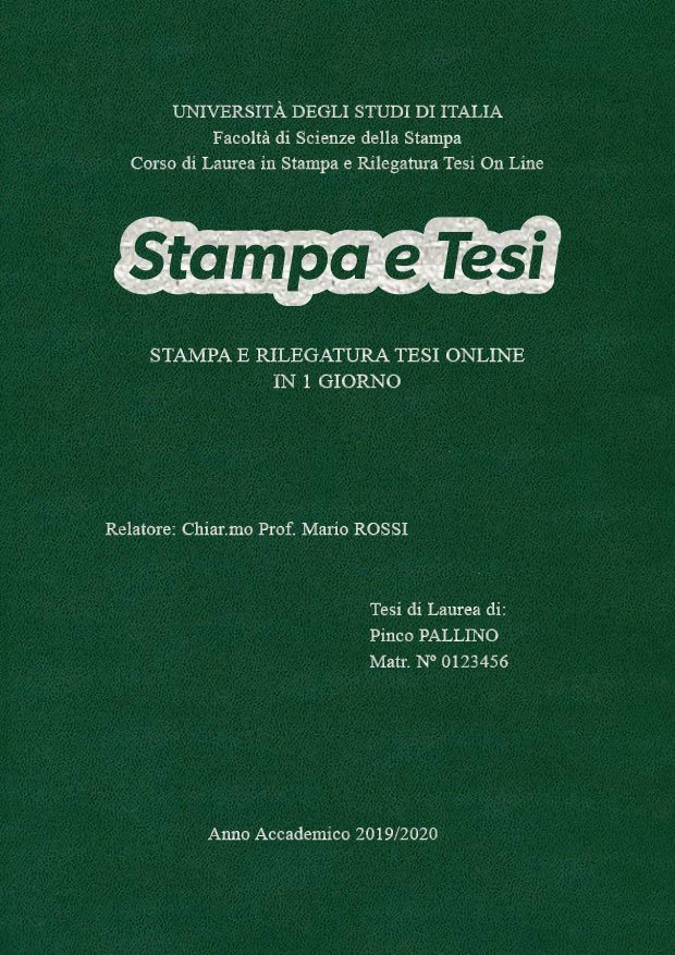 Similpelle Verde Argento LAYOUT 2 - Logo Centrato - Times New Roman